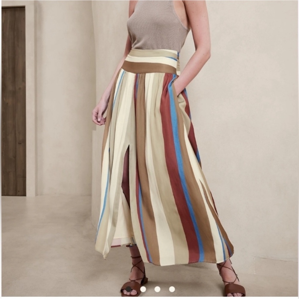 Banana republic silky palazzo long stripe skirt 8
